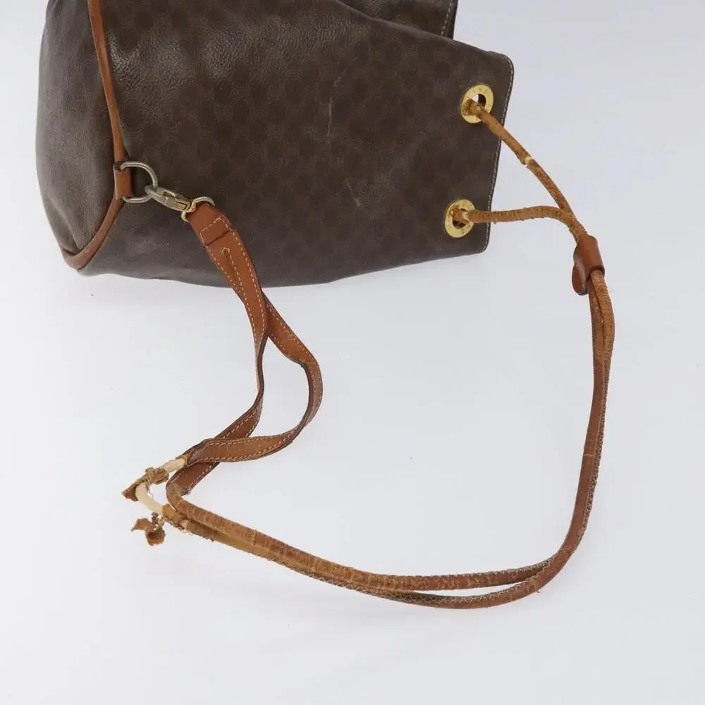 CELINE Macadam Canvas Purse Backpack Pvc Leather Brown Gold